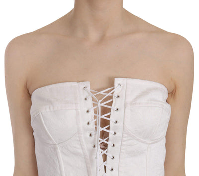 Dolce & Gabbana  White PALERMO Cotton Bustier Top Corset #women, Brand_Dolce & Gabbana, Catch, Dolce & Gabbana, feed-agegroup-adult, feed-color-white, feed-gender-female, feed-size-IT46|XL, Gender_Women, IT46|XL, Kogan, Tops & T-Shirts - Women - Clothing, White, Women - New Arrivals at SEYMAYKA