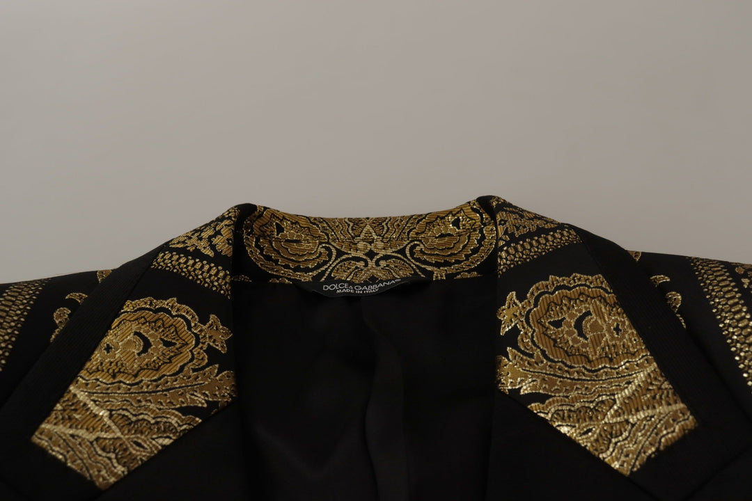 Dolce & Gabbana Black Gold Jacquard Single Breasted Blazer
