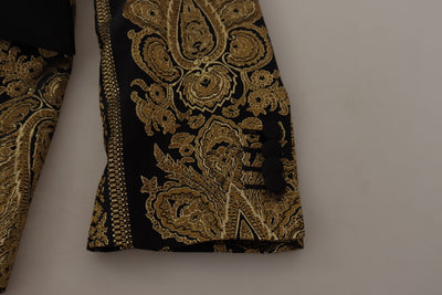 Dolce & Gabbana Black Gold Jacquard Single Breasted Blazer
