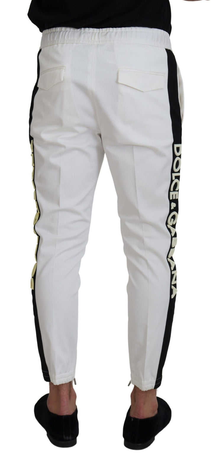 Dolce & Gabbana White Cotton DG Logo Jogger Pants