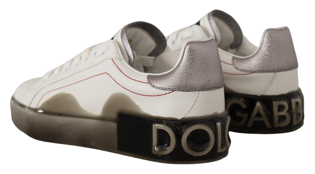 Dolce & Gabbana White Leather Shoes s Logo Portofino Sneakers