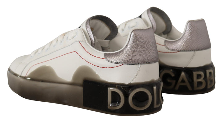 Dolce & Gabbana White Leather Shoes s Logo Portofino Sneakers