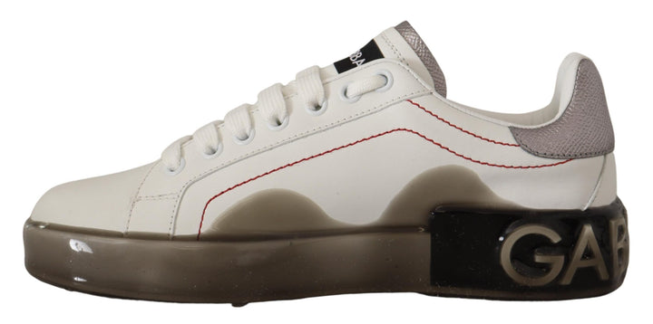 Dolce & Gabbana White Leather Shoes s Logo Portofino Sneakers