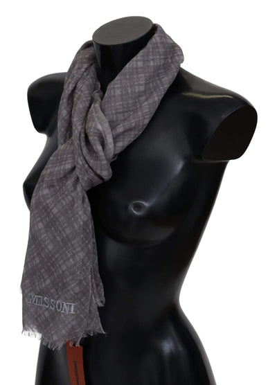 Missoni Gray Plaid Wool Unisex Neck Wrap Scarf #men, Accessories - New Arrivals, feed-agegroup-adult, feed-color-Gray, feed-gender-male, Gray, Missoni, Scarves - Men - Accessories at SEYMAYKA