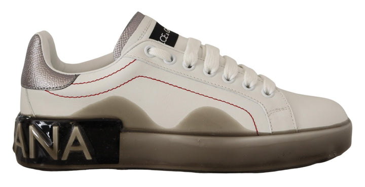 Dolce & Gabbana White Leather Shoes s Logo Portofino Sneakers