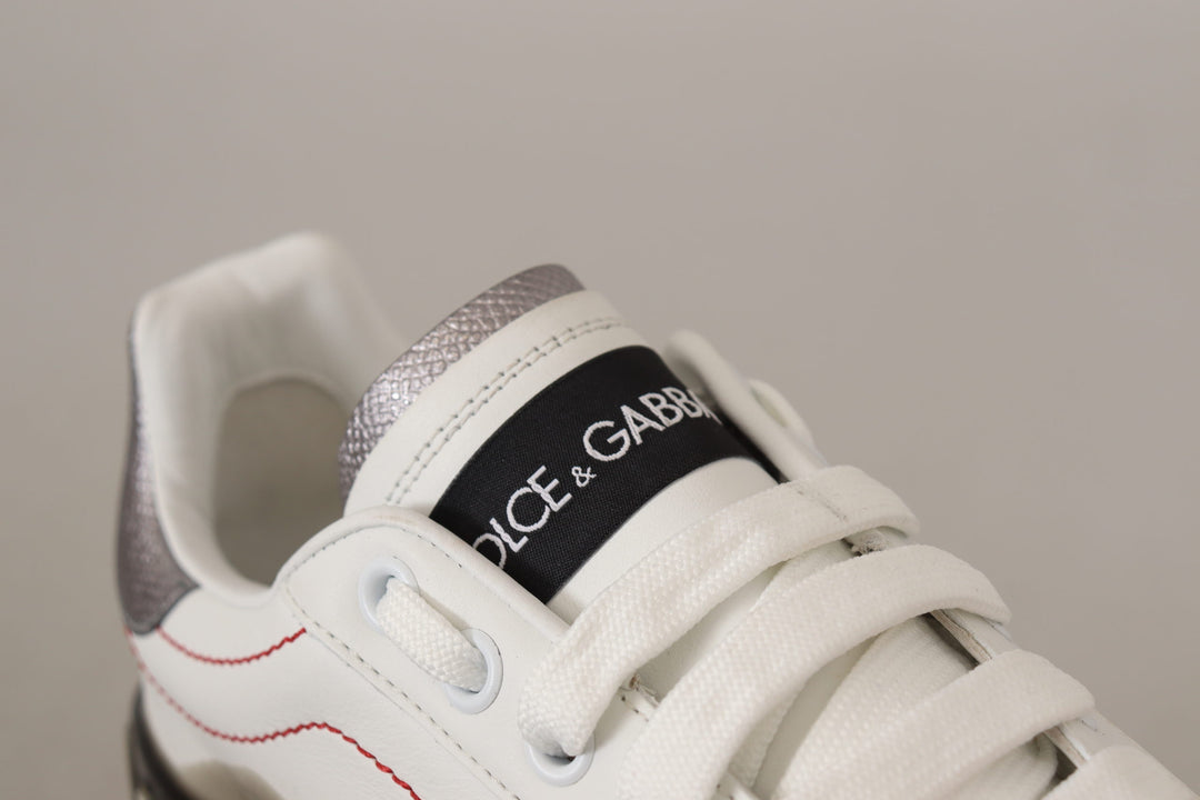 Dolce & Gabbana White Leather Shoes s Logo Portofino Sneakers
