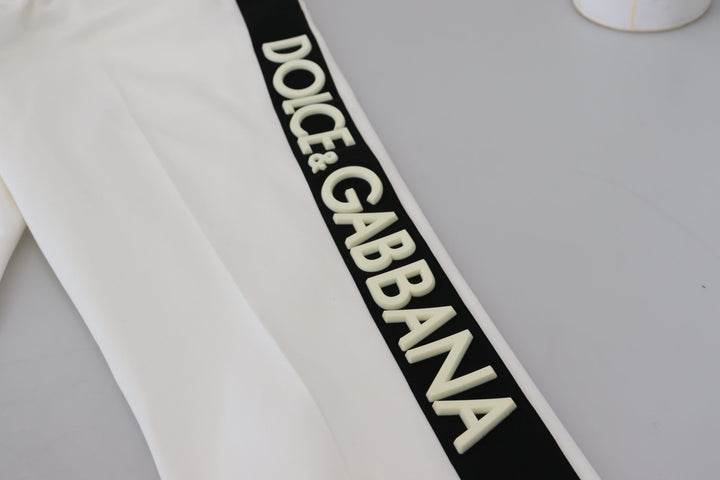 Dolce & Gabbana White Cotton DG Logo Jogger Pants