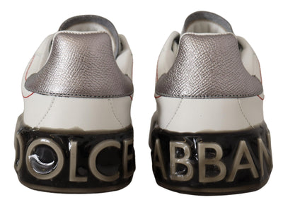 Dolce & Gabbana White Leather Shoes s Logo Portofino Sneakers