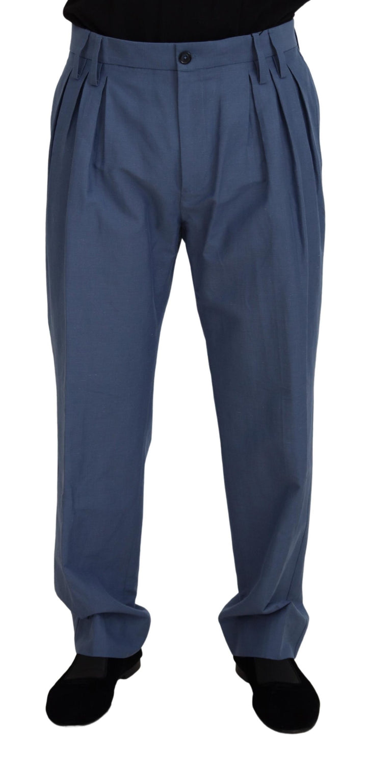 Dolce & Gabbana Blue Linen Chino  Formal Pants