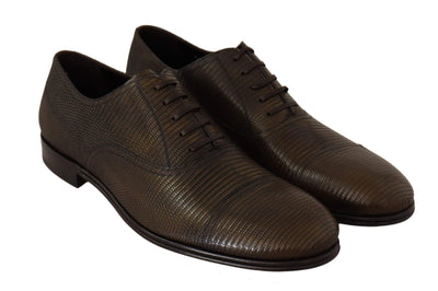 Dolce & Gabbana Brown Lizard Leather Dress Oxford Shoes #men, Brown, Dolce & Gabbana, EU45/US12, feed-agegroup-adult, feed-color-Brown, feed-gender-male, Formal - Men - Shoes at SEYMAYKA