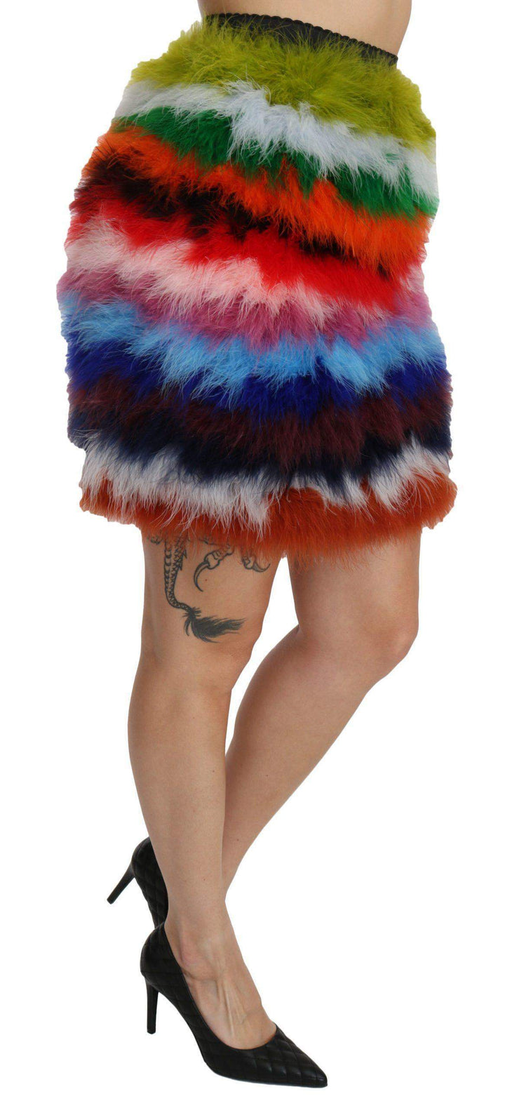 Dolce & Gabbana  Red Blue High Waist Mini Feather Skirt #women, Brand_Dolce & Gabbana, Catch, Dolce & Gabbana, feed-agegroup-adult, feed-color-multicolor, feed-gender-female, feed-size-IT36 | XS, feed-size-IT38|XS, feed-size-IT40|S, feed-size-IT42|M, Gender_Women, IT36 | XS, IT38|XS, IT40|S, IT42|M, Kogan, Multicolor, Skirts - Women - Clothing, Women - New Arrivals at SEYMAYKA
