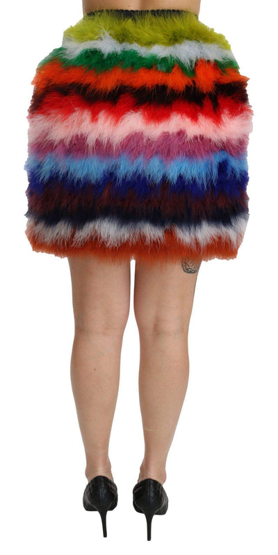 Dolce & Gabbana  Red Blue High Waist Mini Feather Skirt #women, Brand_Dolce & Gabbana, Catch, Dolce & Gabbana, feed-agegroup-adult, feed-color-multicolor, feed-gender-female, feed-size-IT36 | XS, feed-size-IT38|XS, feed-size-IT40|S, feed-size-IT42|M, Gender_Women, IT36 | XS, IT38|XS, IT40|S, IT42|M, Kogan, Multicolor, Skirts - Women - Clothing, Women - New Arrivals at SEYMAYKA