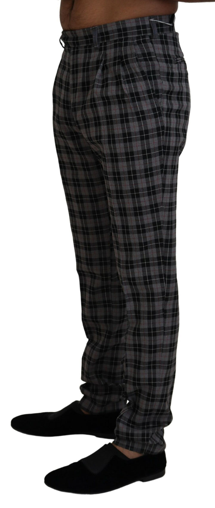 BENCIVENGA Gray Checkered Slim Fit  Pants