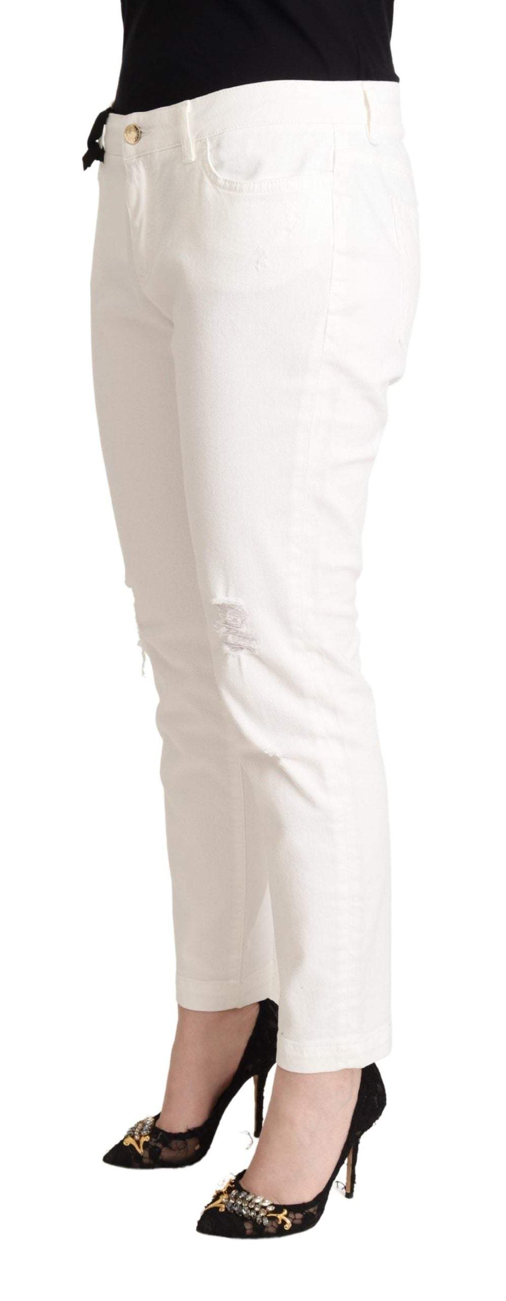 Dolce & Gabbana White Cotton Skinny Denim  Pretty Jeans Dolce & Gabbana, feed-1, IT48|XXL, Jeans & Pants - Women - Clothing, White at SEYMAYKA