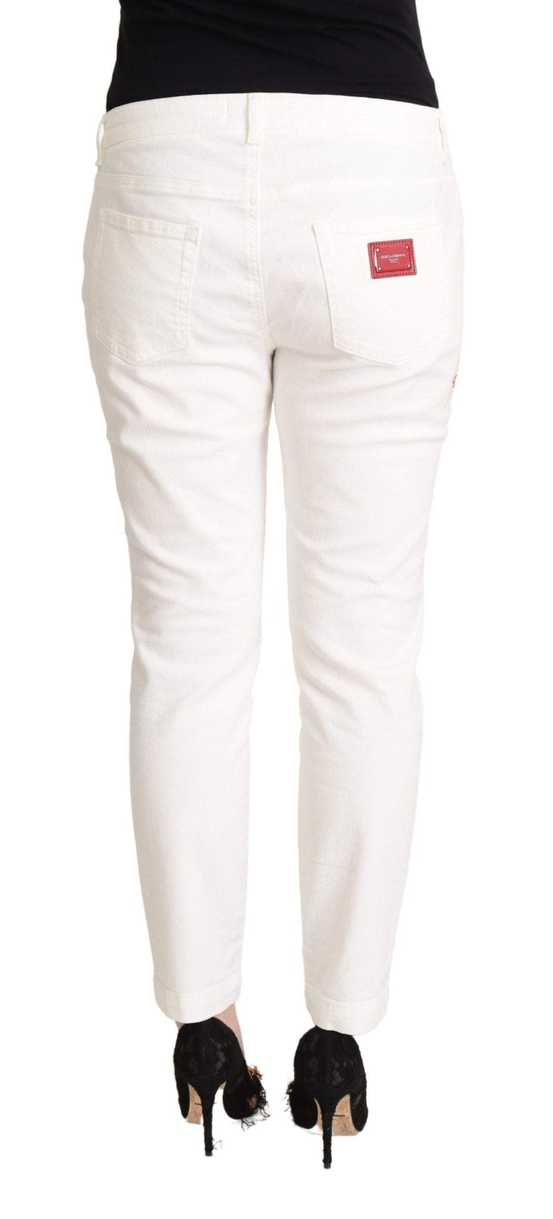 Dolce & Gabbana White Cotton Skinny Denim  Pretty Jeans Dolce & Gabbana, feed-1, IT48|XXL, Jeans & Pants - Women - Clothing, White at SEYMAYKA