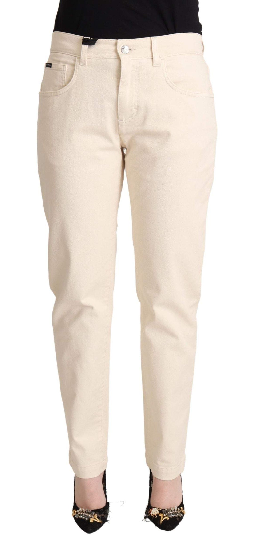 Dolce & Gabbana White Cotton Skinny Denim  Jeans Pants Dolce & Gabbana, feed-1, IT42|M, Jeans & Pants - Women - Clothing, White at SEYMAYKA