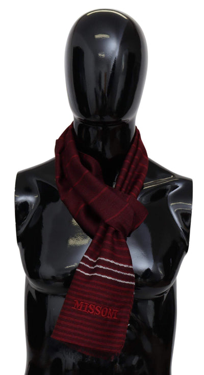 Missoni Red Striped Wool Blend Unisex Neck Wrap Red #men, Accessories - New Arrivals, feed-agegroup-adult, feed-color-Red, feed-gender-male, Missoni, Red, Scarves - Men - Accessories at SEYMAYKA
