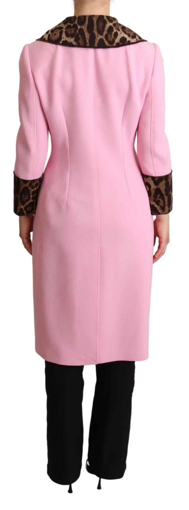 Dolce & Gabbana Pink Leopard Wool Trenchcoat Jacket Dolce & Gabbana, feed-agegroup-adult, feed-color-Pink, feed-gender-female, IT38|XS, Jackets & Coats - Women - Clothing, Pink at SEYMAYKA