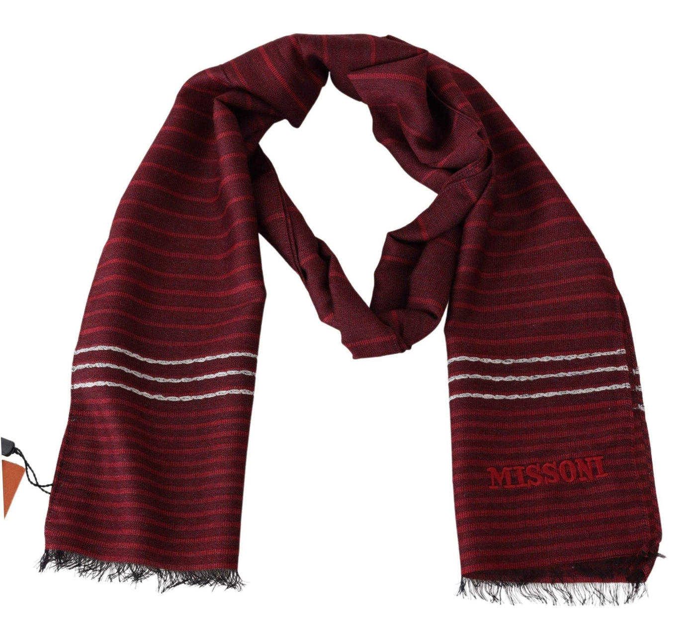 Missoni Red Striped Wool Blend Unisex Neck Wrap Red #men, Accessories - New Arrivals, feed-agegroup-adult, feed-color-Red, feed-gender-male, Missoni, Red, Scarves - Men - Accessories at SEYMAYKA