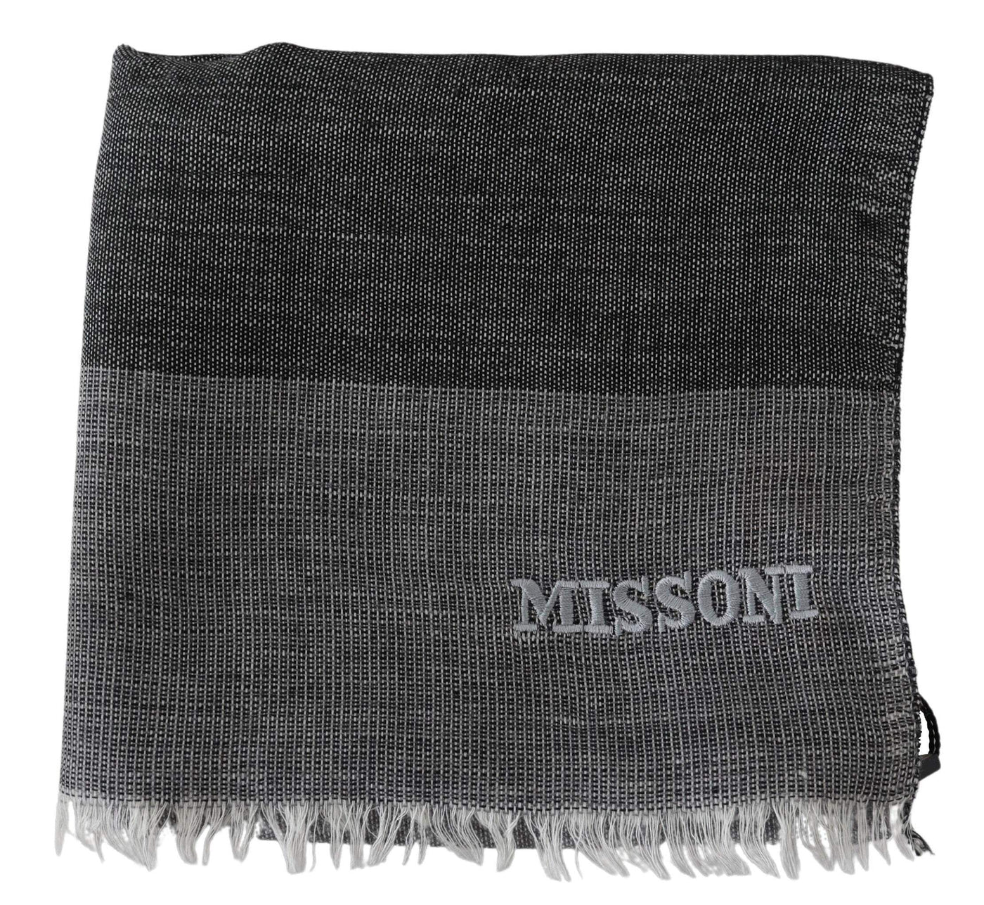 Missoni Gray Striped Wool Unisex Neck Wrap Fringes Scarf #men, Accessories - New Arrivals, feed-agegroup-adult, feed-color-Gray, feed-gender-male, Gray, Missoni, Scarves - Men - Accessories at SEYMAYKA