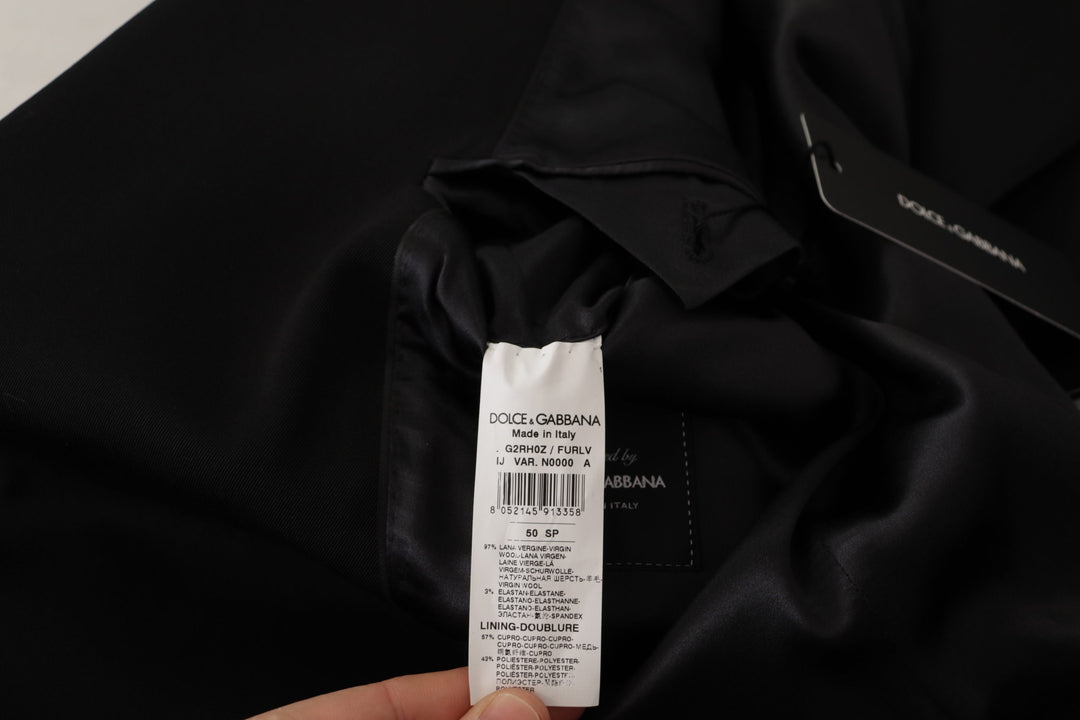 Dolce & Gabbana Black Wool Single Breasted Jacket Blazer