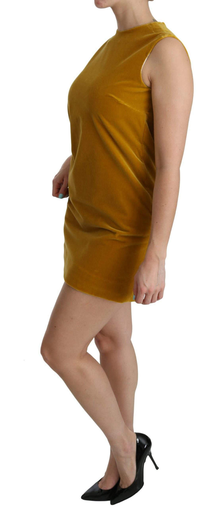 Dolce & Gabbana  Mustard Velvet Stretch Shift Mini Dress #women, Brand_Dolce & Gabbana, Catch, Clothing_Dress, Dolce & Gabbana, Dresses - Women - Clothing, feed-agegroup-adult, feed-color-yellow, feed-gender-female, feed-size-IT40|S, Gender_Women, IT40|S, Kogan, Women - New Arrivals, Yellow at SEYMAYKA