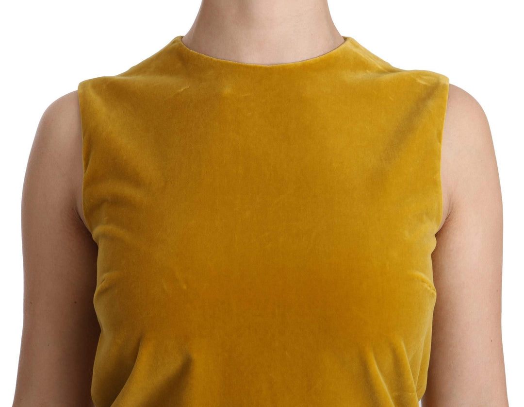 Dolce & Gabbana  Mustard Velvet Stretch Shift Mini Dress #women, Brand_Dolce & Gabbana, Catch, Clothing_Dress, Dolce & Gabbana, Dresses - Women - Clothing, feed-agegroup-adult, feed-color-yellow, feed-gender-female, feed-size-IT40|S, Gender_Women, IT40|S, Kogan, Women - New Arrivals, Yellow at SEYMAYKA