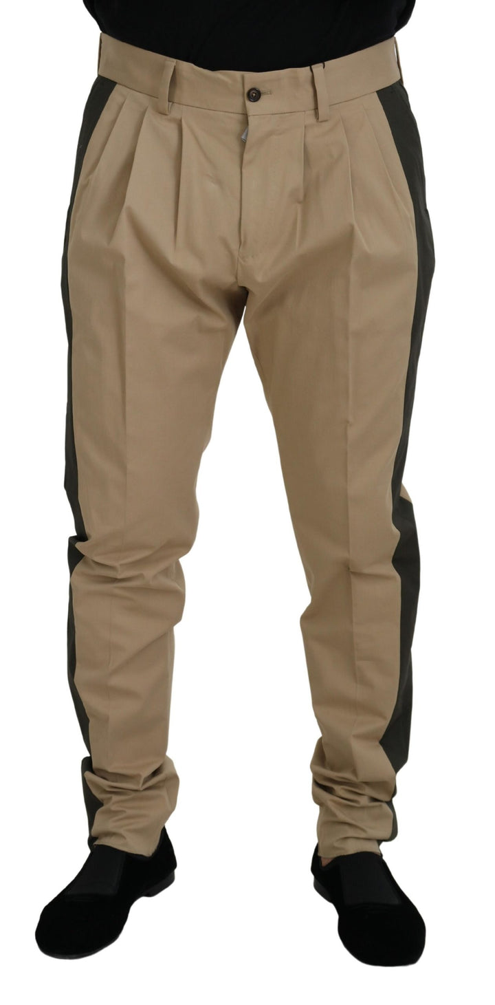 Dolce & Gabbana Brown Black Cotton Chino  Pants