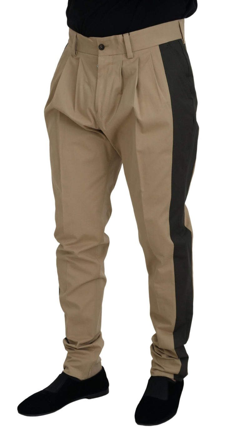 Dolce & Gabbana Brown Black Cotton Chino  Pants