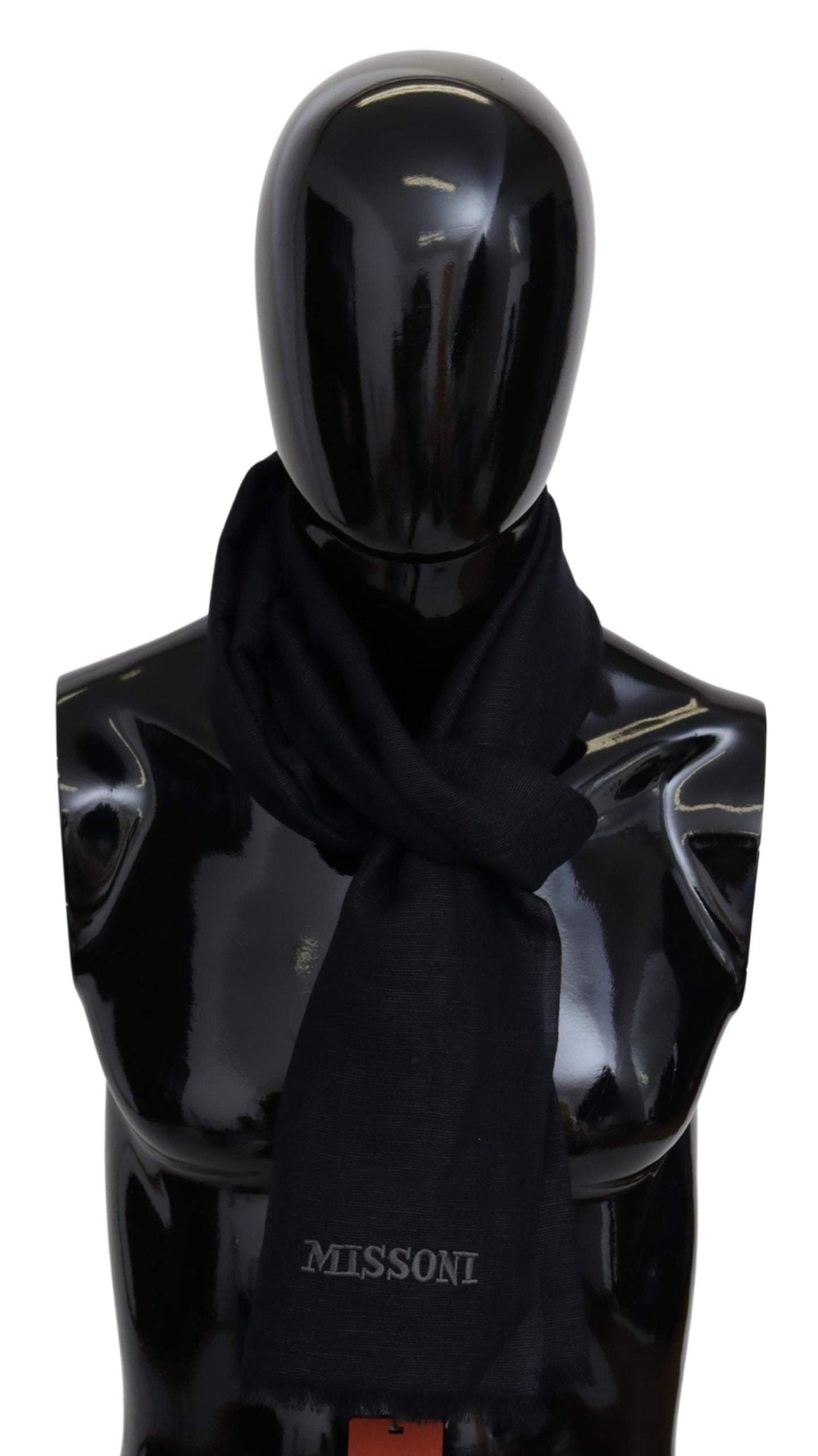 Missoni Black Wool Knit Unisex Neck Wrap Fringe Scarf #men, Accessories - New Arrivals, Black, feed-agegroup-adult, feed-color-Black, feed-gender-male, Missoni, Scarves - Men - Accessories at SEYMAYKA