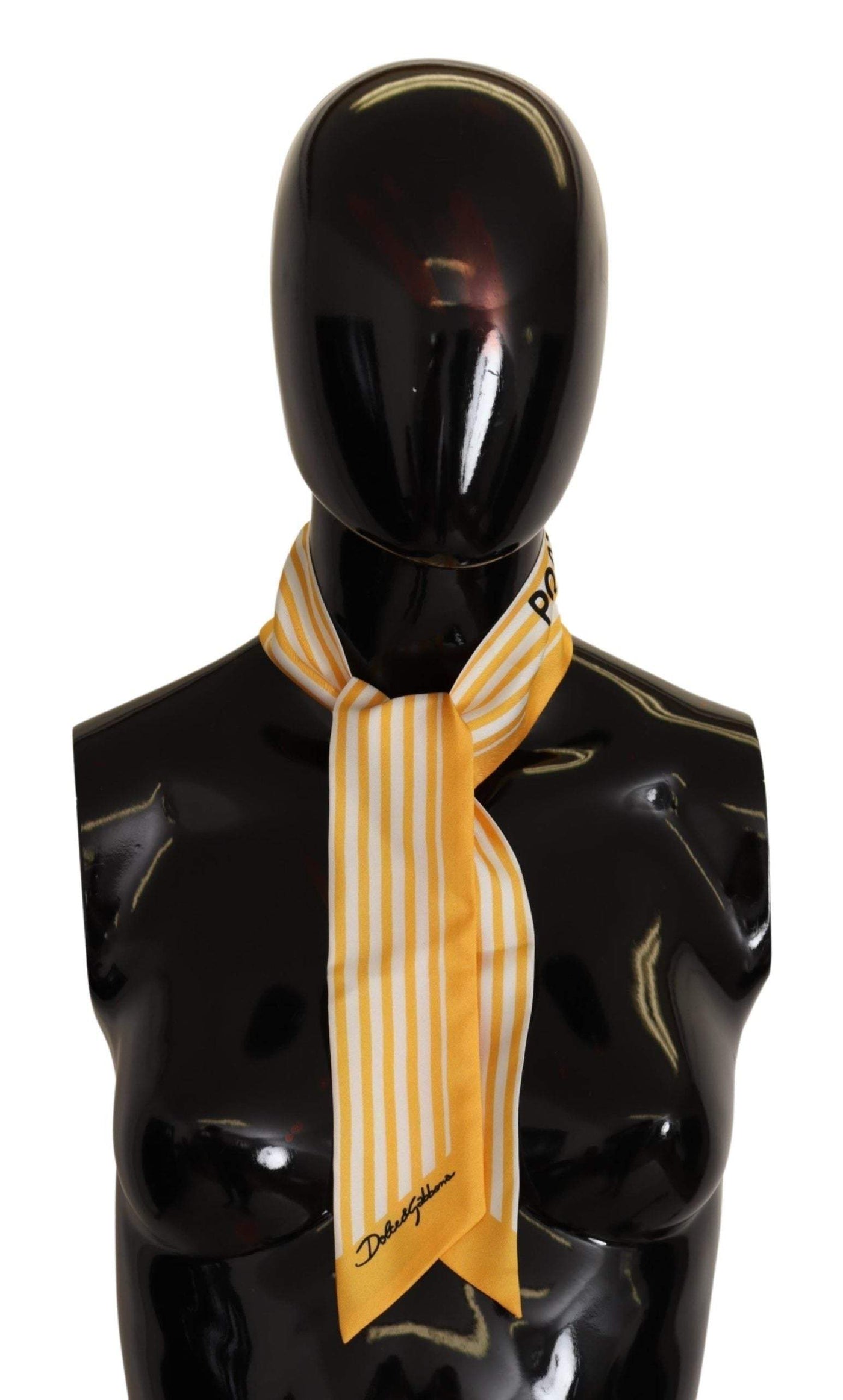 Dolce & Gabbana Yellow Stripes Twill Silk Foulard ShawlScarf #women, Dolce & Gabbana, feed-agegroup-adult, feed-color-Yellow, feed-gender-female, Scarves - Women - Accessories, Yellow at SEYMAYKA