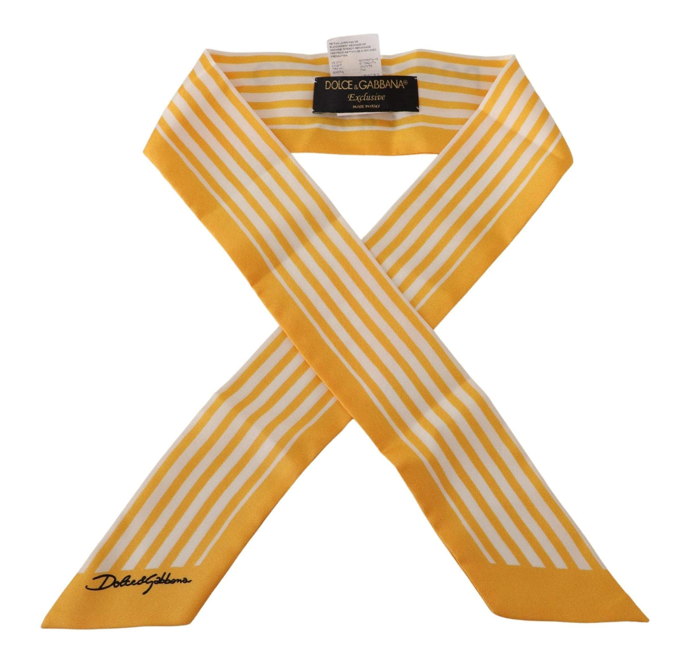 Dolce & Gabbana Yellow Stripes Twill Silk Foulard ShawlScarf #women, Dolce & Gabbana, feed-agegroup-adult, feed-color-Yellow, feed-gender-female, Scarves - Women - Accessories, Yellow at SEYMAYKA