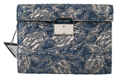 Dolce & Gabbana  Blue Silver Jacquard Leather Document Briefcase Bag #men, Blue, Brand_Dolce & Gabbana, Catch, Dolce & Gabbana, feed-agegroup-adult, feed-color-blue, feed-gender-male, feed-size-OS, Gender_Men, Handbags - New Arrivals, Kogan, Messenger Bags - Men - Bags at SEYMAYKA