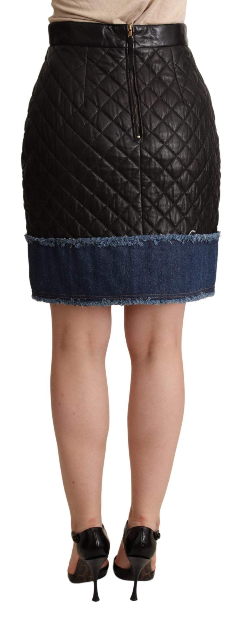 Dolce & Gabbana Black Quilted Leather Mini Skirts Black, Dolce & Gabbana, feed-agegroup-adult, feed-color-Black, feed-gender-female, IT38|XS, Skirts - Women - Clothing at SEYMAYKA