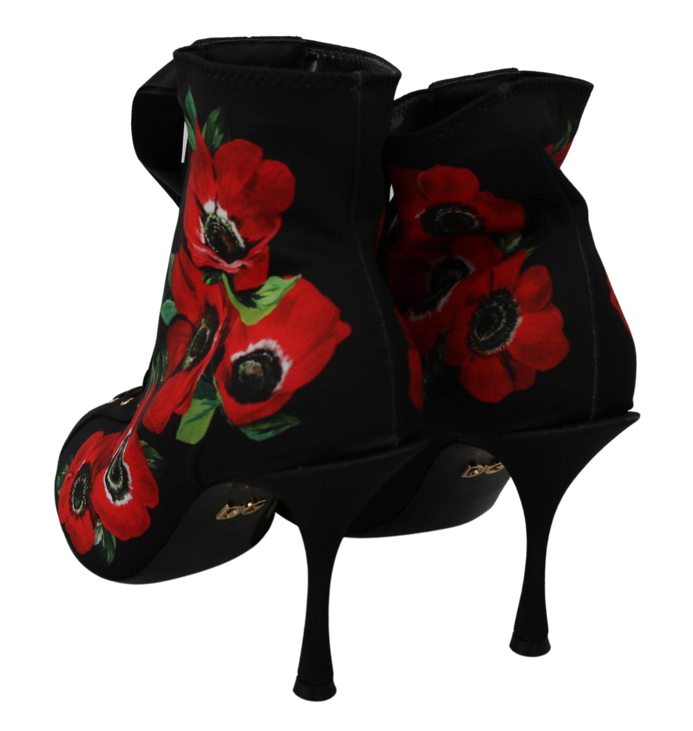 Dolce & Gabbana Black Red Roses Ankle Booties Shoes #women, Black and Red, Boots - Women - Shoes, Dolce & Gabbana, EU35/US4.5, EU36/US5.5, feed-agegroup-adult, feed-color-Black, feed-gender-female, Shoes - New Arrivals at SEYMAYKA
