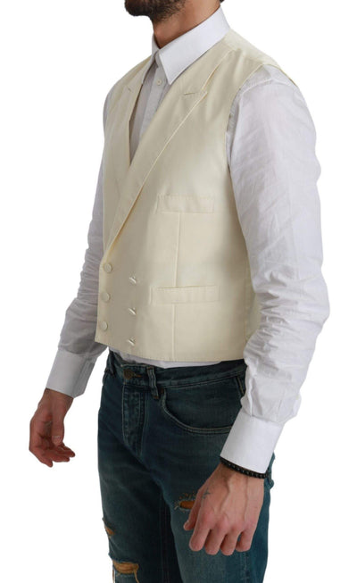 Dolce & Gabbana White Waistcoat Formal Wool  Vest #men, Brand_Dolce & Gabbana, Catch, Dolce & Gabbana, feed-agegroup-adult, feed-color-white, feed-gender-male, feed-size-IT44 | XS, feed-size-IT46 | S, feed-size-IT52 | L, feed-size-IT54 | XL, feed-size-IT56 | XL, feed-size-IT58 | XXL, feed-size-IT60 | 3XL, Gender_Men, IT44 | XS, IT46 | S, IT52 | L, IT54 | XL, IT56 | XL, IT58 | XXL, IT60 | 3XL, Kogan, Men - New Arrivals, Vests - Men - Clothing, White at SEYMAYKA