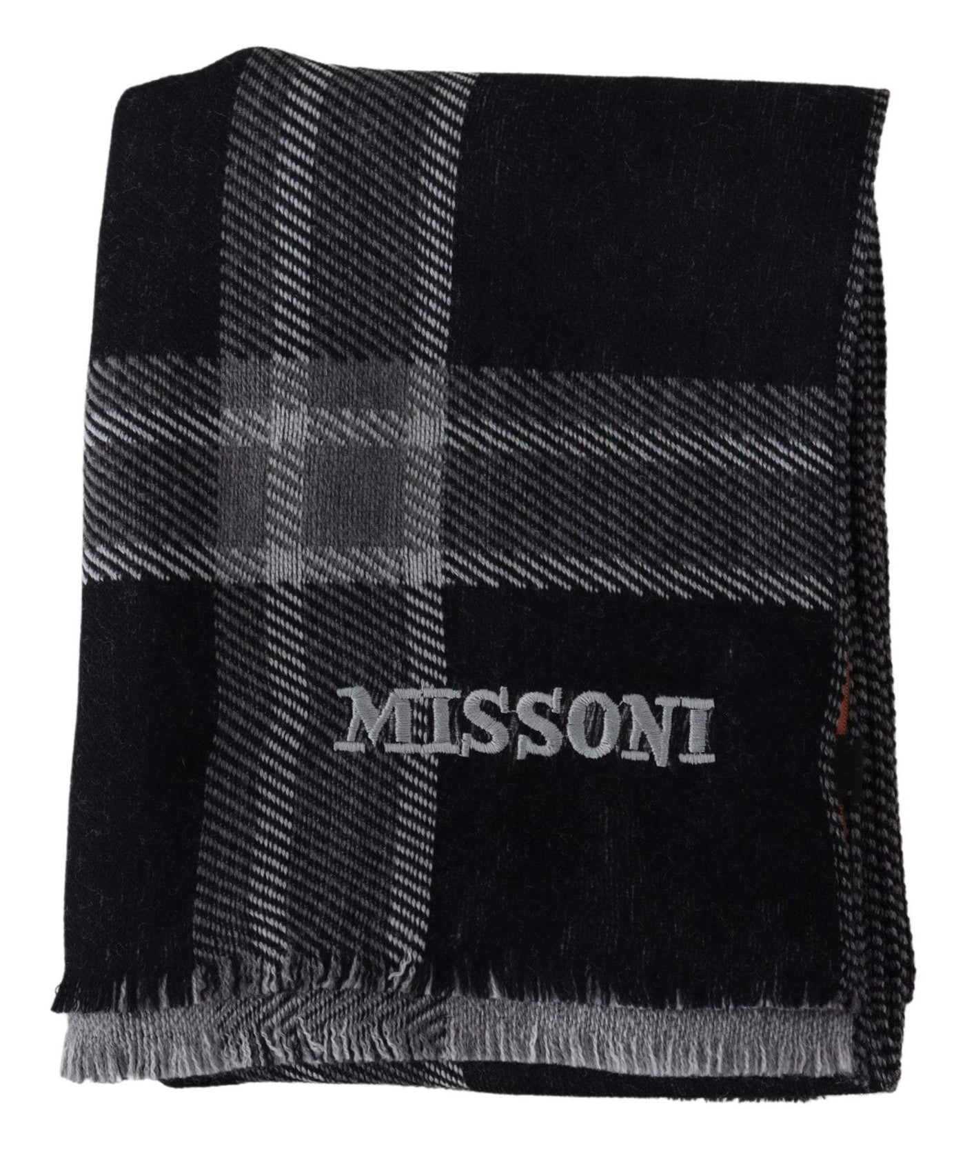 Missoni Black Plaid Wool Unisex Neck Wrap Scarf #men, Accessories - New Arrivals, Black, feed-agegroup-adult, feed-color-Black, feed-gender-male, Missoni, Scarves - Men - Accessories at SEYMAYKA