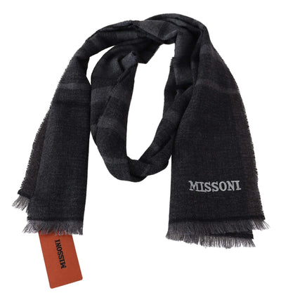 Missoni Black Striped Wool Unisex Neck Wrap Scarf #men, Accessories - New Arrivals, Black, feed-agegroup-adult, feed-color-Black, feed-gender-male, Missoni, Scarves - Men - Accessories at SEYMAYKA