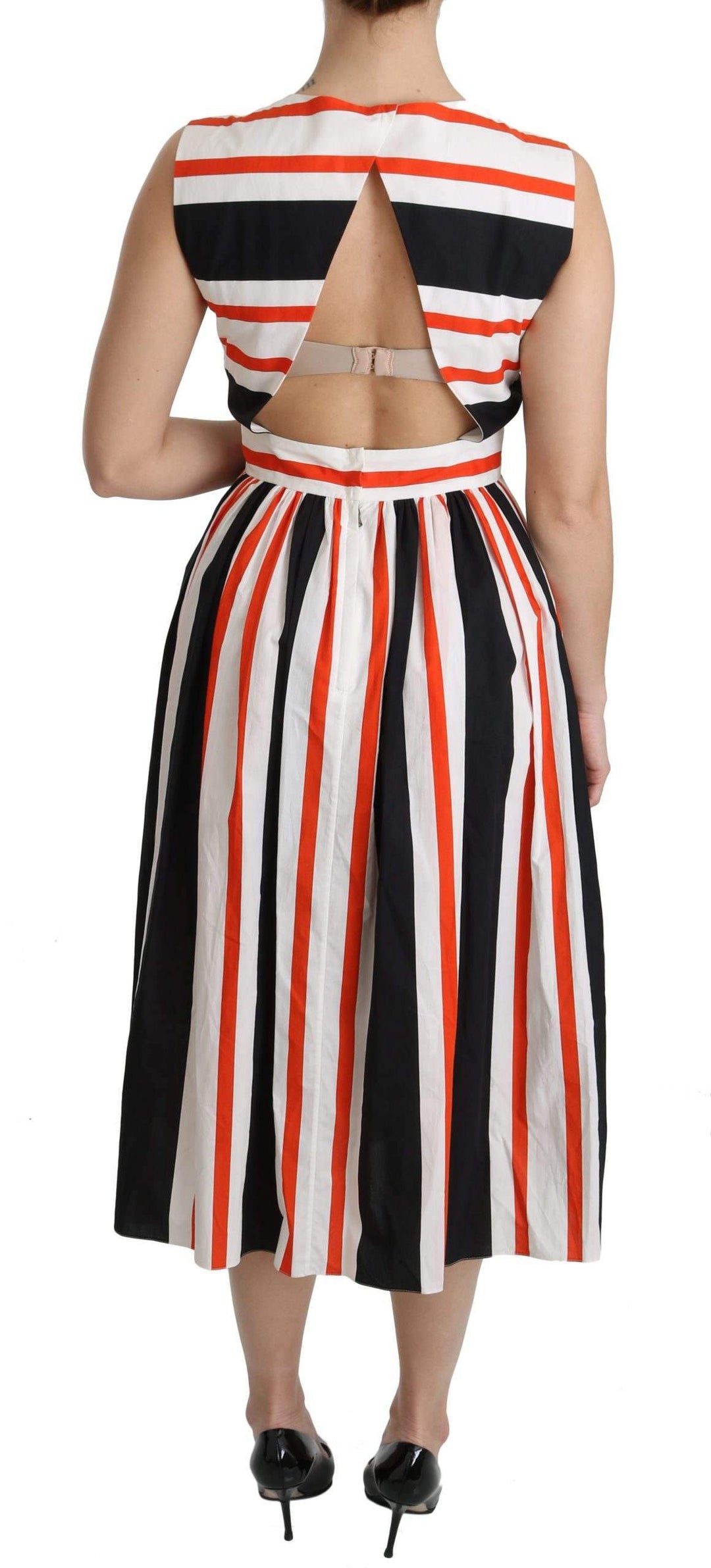 Dolce & Gabbana  Multicolor Stripes A-Line Pleated Midi Dress #women, Brand_Dolce & Gabbana, Catch, Clothing_Dress, Dolce & Gabbana, Dresses - Women - Clothing, feed-agegroup-adult, feed-color-multicolor, feed-gender-female, feed-size-IT44|L, Gender_Women, IT44|L, Kogan, Multicolor, Women - New Arrivals at SEYMAYKA