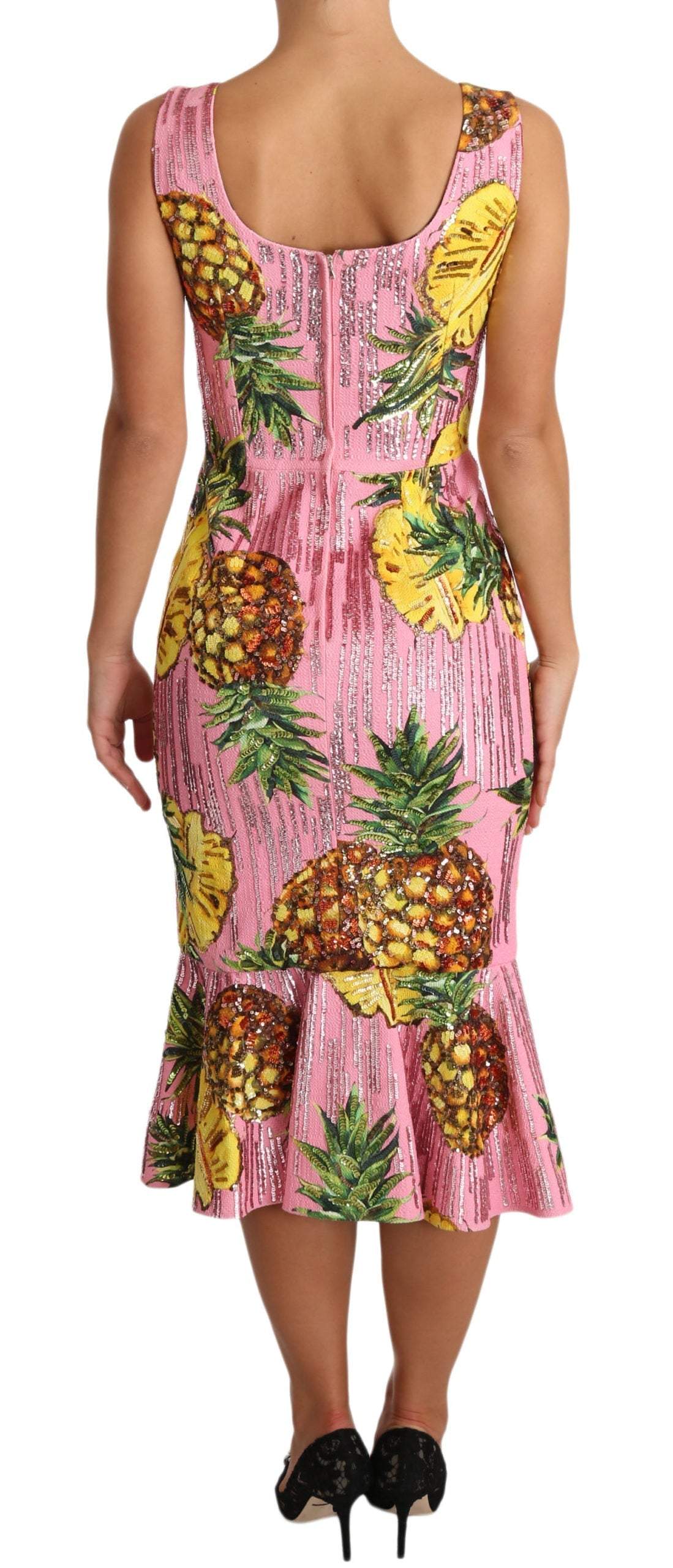 Dolce & Gabbana Pink Pineapple SPECIAL PIECE Midi Dress Dolce & Gabbana, Dresses - Women - Clothing, feed-agegroup-adult, feed-color-Pink, feed-gender-female, IT40|S, Pink, Women - New Arrivals at SEYMAYKA