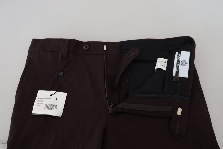 BENCIVENGA Brown Cotton Tapered Formal  Pants