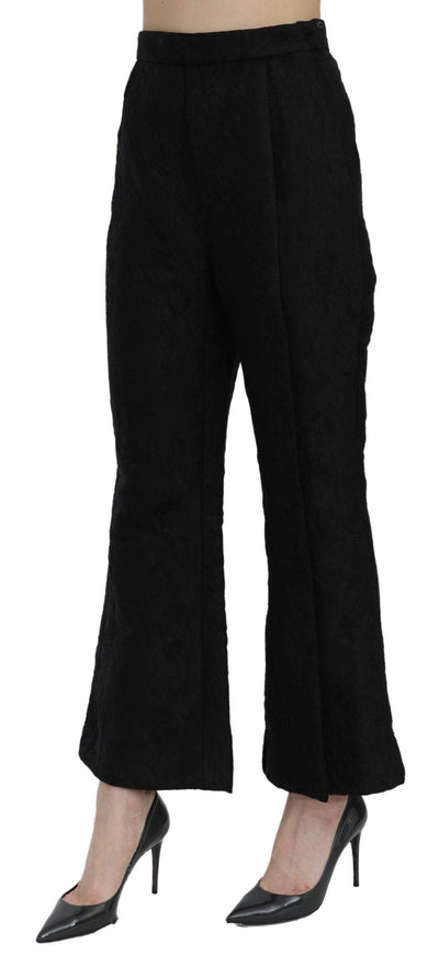 Dolce & Gabbana  Black High Waist Flared Cropped Brocade Pants #women, Black, Brand_Dolce & Gabbana, Catch, Dolce & Gabbana, feed-agegroup-adult, feed-color-black, feed-gender-female, feed-size-IT40|S, Gender_Women, IT40|S, Jeans & Pants - Women - Clothing, Kogan, Women - New Arrivals at SEYMAYKA
