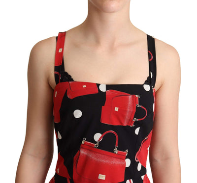 Dolce & Gabbana Black Red Bag Print A-line Mid Length Dress Black, Dolce & Gabbana, Dresses - Women - Clothing, feed-agegroup-adult, feed-color-Black, feed-gender-female, IT36 | XS, IT38|XS, IT40|S, IT42|M, IT44|L, IT46|XL, IT48|XXL at SEYMAYKA