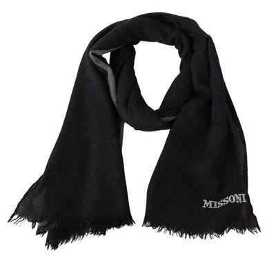 Missoni Black 100% Wool Unisex Neck Wrap Scarf #men, Accessories - New Arrivals, Black, feed-agegroup-adult, feed-color-Black, feed-gender-male, Missoni, Scarves - Men - Accessories at SEYMAYKA