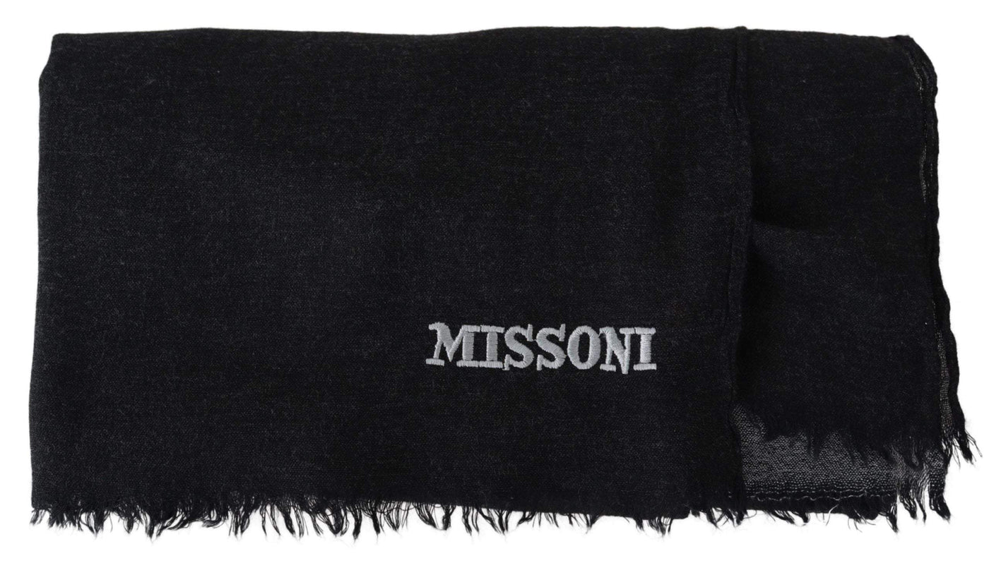 Missoni Black 100% Wool Unisex Neck Wrap Scarf #men, Accessories - New Arrivals, Black, feed-agegroup-adult, feed-color-Black, feed-gender-male, Missoni, Scarves - Men - Accessories at SEYMAYKA