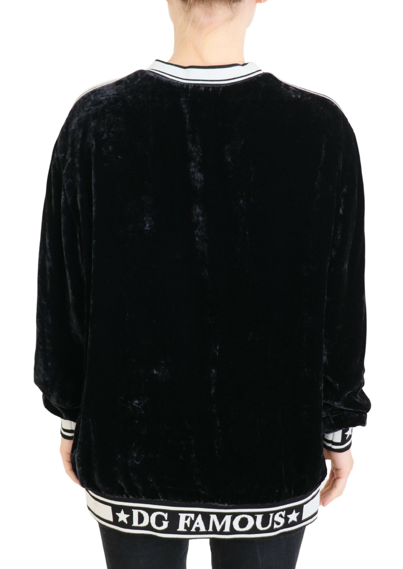 Black Velvet Crewneck Pullover Sweater