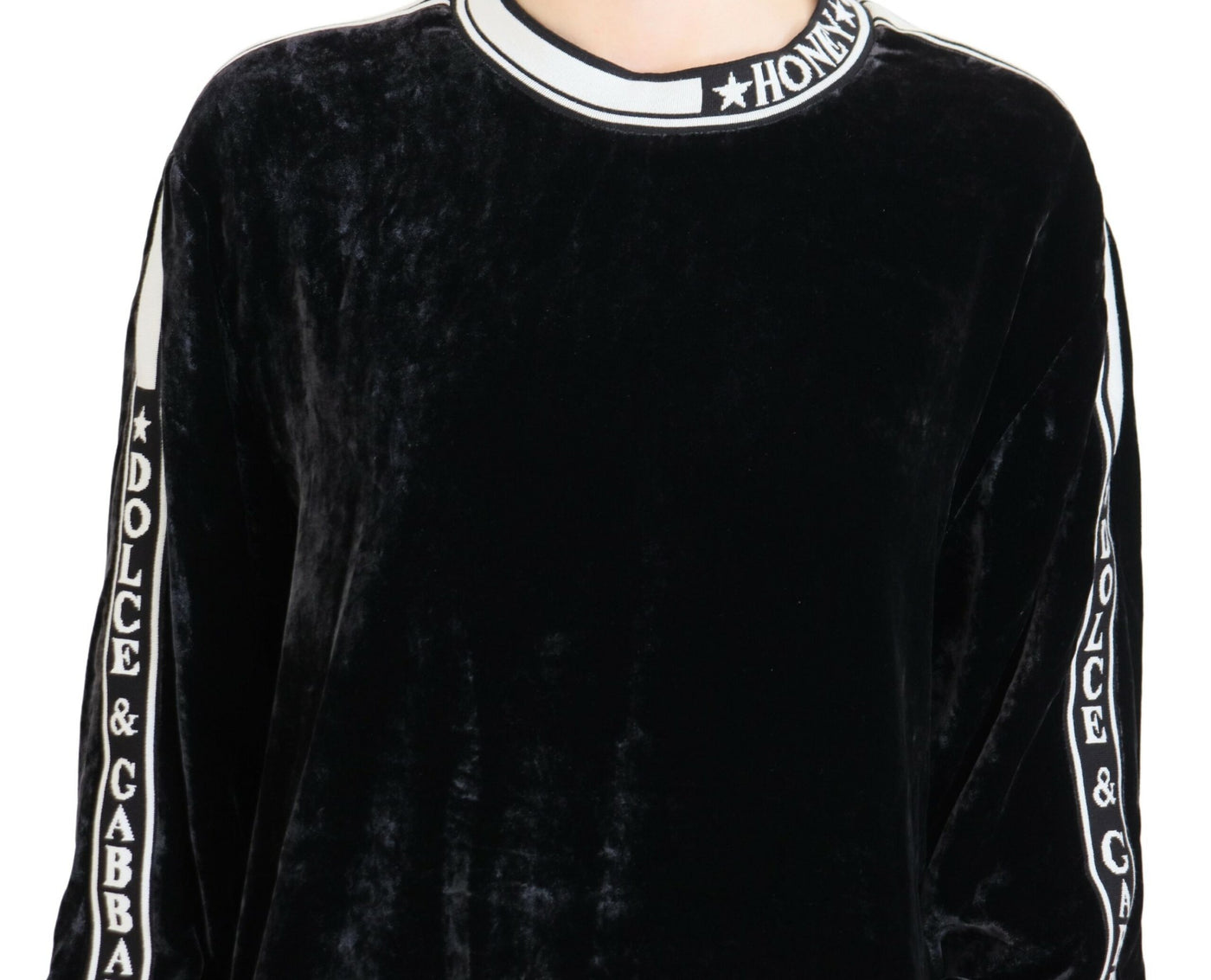 Black Velvet Crewneck Pullover Sweater