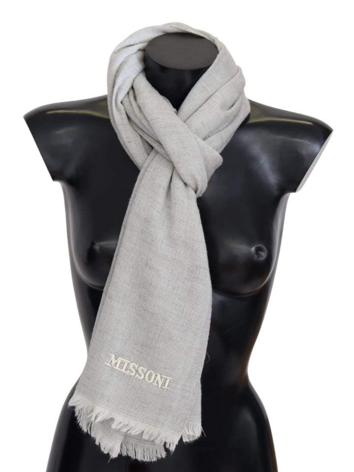 Missoni Gray Wool Knit Unisex Neck Wrap Scarf #men, feed-agegroup-adult, feed-color-Gray, feed-gender-male, Gray, Missoni, Scarves - Men - Accessories at SEYMAYKA