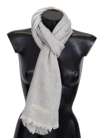 Missoni Gray Wool Knit Unisex Neck Wrap Scarf #men, feed-agegroup-adult, feed-color-Gray, feed-gender-male, Gray, Missoni, Scarves - Men - Accessories at SEYMAYKA