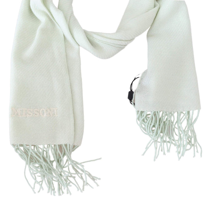 Missoni White Pattern Cashmere Unisex Wrap Fringes Scarf #men, feed-agegroup-adult, feed-color-White, feed-gender-male, Missoni, Scarves - Men - Accessories, White at SEYMAYKA